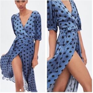 Zara Polka Dot Wrap Dress Size S
